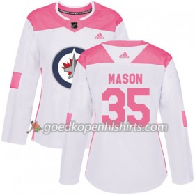 Winnipeg Jets Steve Mason 35 Adidas 2017-2018 Wit Oranje Fashion Authentic Shirt - Dames